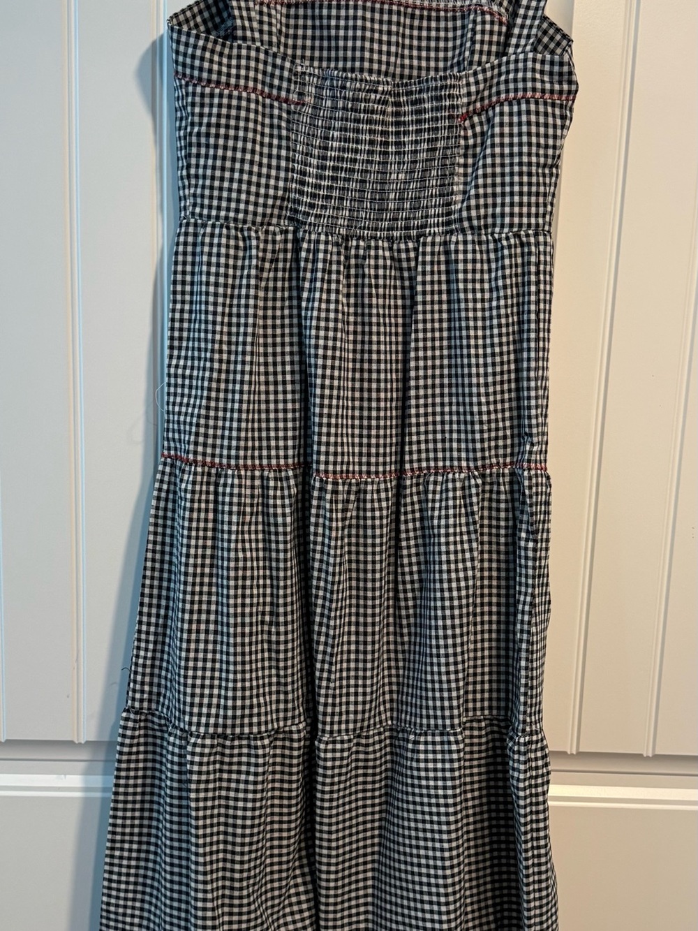 Gingham Maxi Dress with Red Lobster Appliqués - Picture 4 of 6